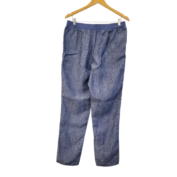 J. Jill Love Blue Linen Pull on Cropped Straight Leg Pants Womens Small - Picture 2 of 10